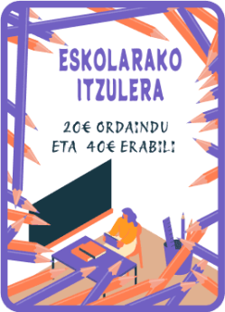 Eskolara itzultzeko kanpainaren kontsumo bonuaren kartela.
